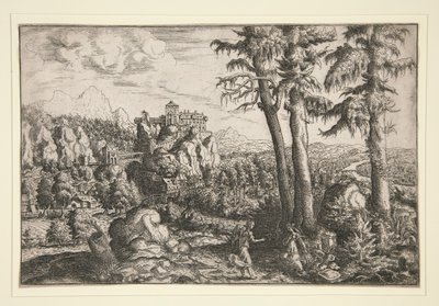 Landschap met Hagar en engel door Hanns Lautensack