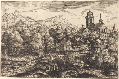 Bergachtig Landschap met een Dorp door Hanns Lautensack