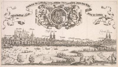 Panoramisch Uitzicht op Neurenberg: Middenstuk, 1552 door Hanns Sebald Lautensack