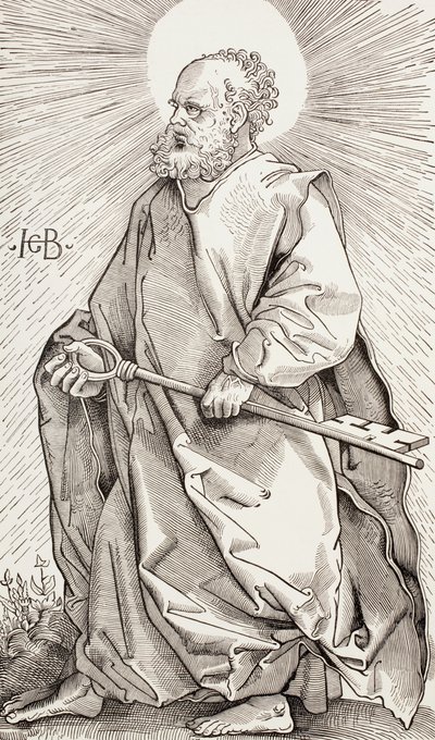 St. Petrus met de sleutels van het Koninkrijk der Hemelen door Hans (after) Baldung Grien