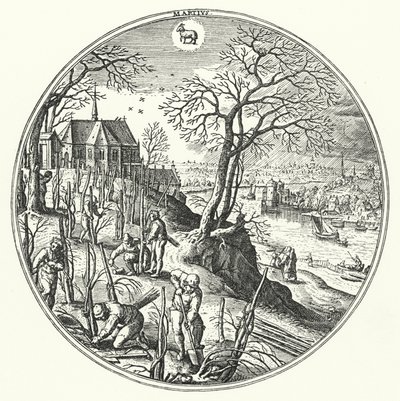 Maart (gravure) door Hans (after) Bol