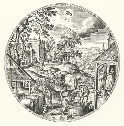 Oktober (gravure) door Hans (after) Bol