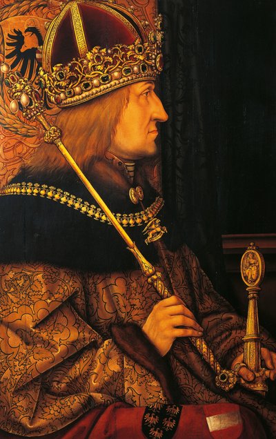 Portret van Frederik III (De Vreedzame) door Hans (after) Burgkmair