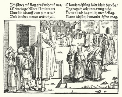 De begrafenis van het hoofd van de familie (gravure) door Hans (after) Burgkmair