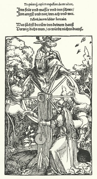 Het rad van fortuin door Hans (after) Burgkmair