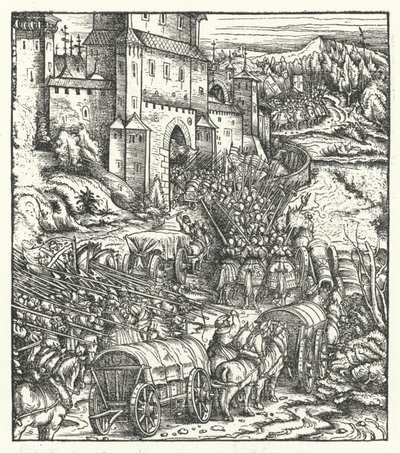 De Inname van de Stad Tongeren door Hans (after) Burgkmair