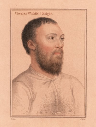 Charles Wingfield van Kimbolton Castle.,1812 (gravure) door Hans (after) Holbein the Younger