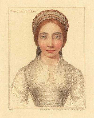 Lady Parker, vrouw van Sir Henry Parker, 1812 (gravure) door Hans (after) Holbein the Younger