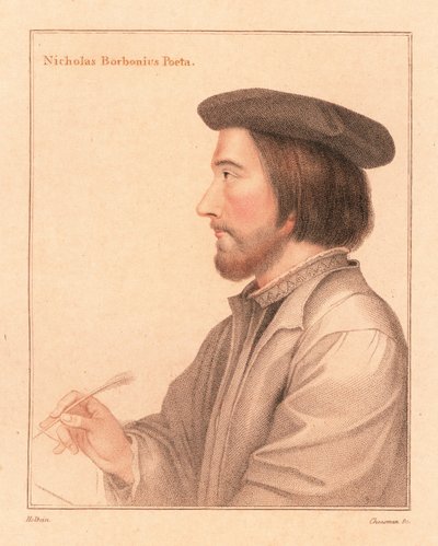 Nicholas Borbonius, Latijns dichter en leraar.,1812 (gravure) door Hans (after) Holbein the Younger