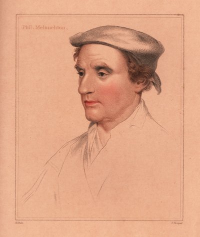 Philip Melanchton of een niet-geïdentificeerde man, 1812 (gravure) door Hans (after) Holbein the Younger