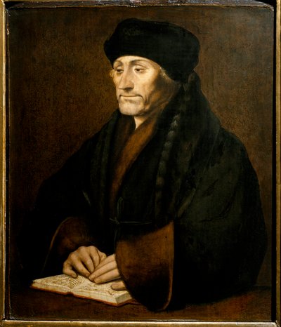Portret van Didier Erasme (Erasmus van Rotterdam) (1469 - 1536), Nederlandse humanist door Hans (after) Holbein the Younger