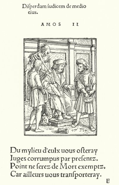 De corrupte rechter door Hans (after) Holbein the Younger
