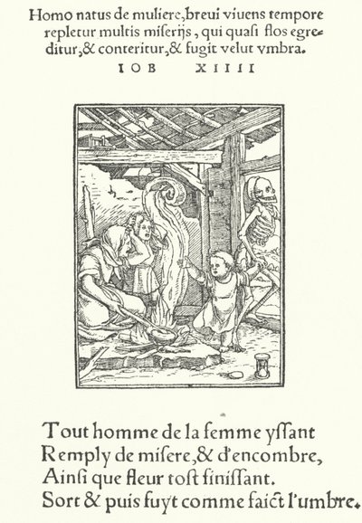De moeder en jong kind (gravure) door Hans (after) Holbein the Younger