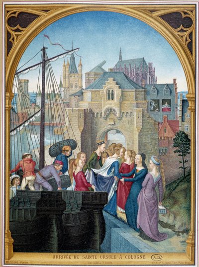 Landing van Sint Ursula in Keulen, naar de jacht van Sint Ursula door Memling door Hans (after) Memling