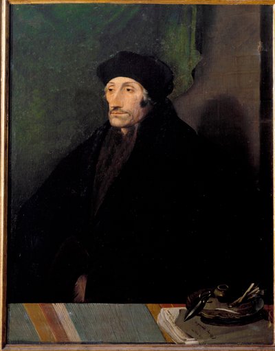 Portret van Erasmus van Rotterdam, Nederlandse humanist door Hans (attr. to) Holbein the Younger