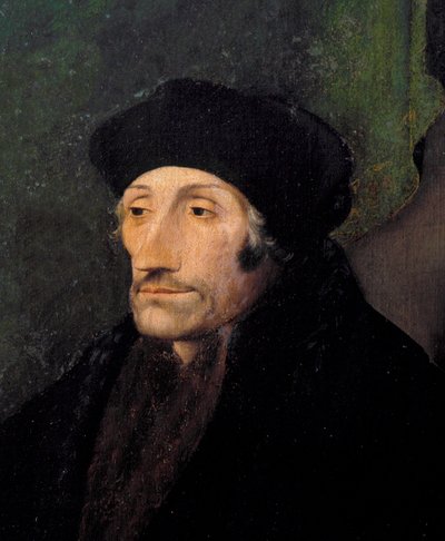 Portret van Erasmus van Rotterdam, Nederlandse humanist door Hans (attr. to) Holbein the Younger