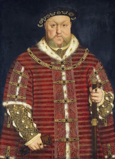 Portret van koning Hendrik VIII van Engeland door Hans (school of) Holbein