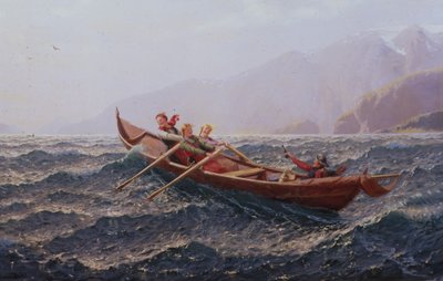 Mensen in een roeiboot door Hans Andreas Dahl
