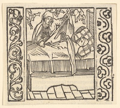 Zorg voor de doden, illustratie uit Speculum Passionis door Hans Baldung
