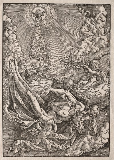 Christus gedragen naar de hemel door engelen, ca. 1515-1517 door Hans Baldung