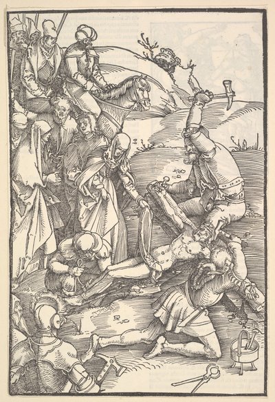 Christus aan het kruis genageld, verso: Christus aan het kruis genageld, uit Speculum Passionis Domini door Hans Baldung