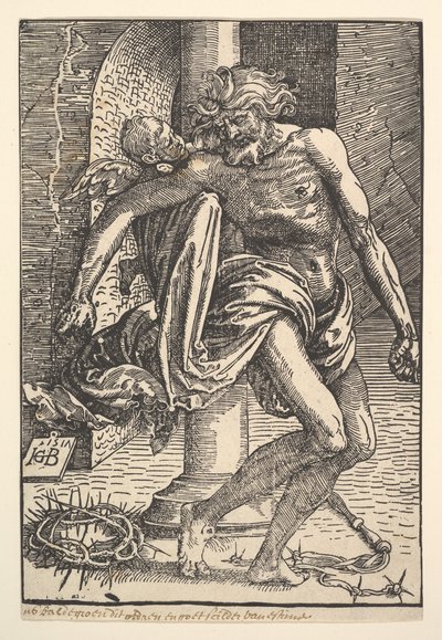 Christus met de Martelwerktuigen Ondersteund door een Kleine Engel, 1517 door Hans Baldung