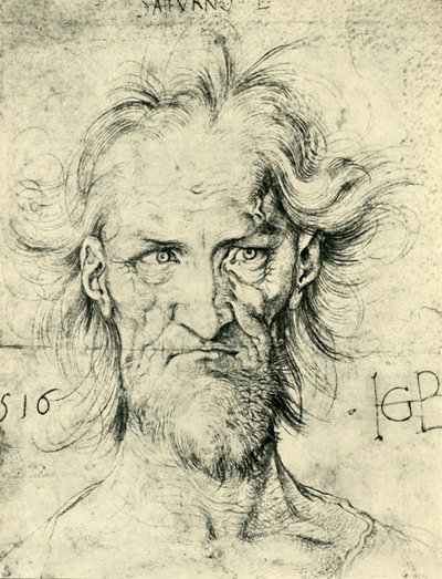 Hoofd van een Bejaarde Man Saturnus, 1516, 1943 door Hans Baldung