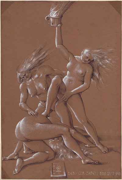 Nieuwjaarsgroet met drie heksen, 1514 door Hans Baldung