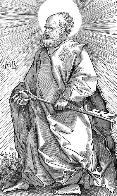 Sint Pieter met zijn symbool van een sleutel, ca. 1490-1550 door Hans Baldung