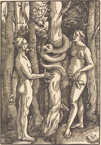 Adam en Eva met slang door Hans Baldung Grien