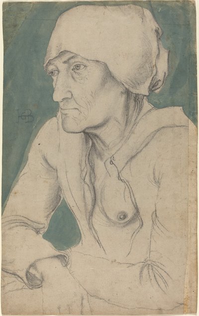 Halffiguur van een oude vrouw met een muts door Hans Baldung Grien