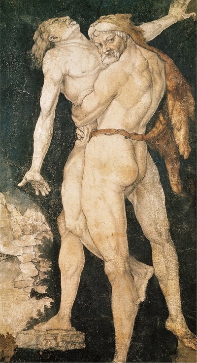 Herakles en Antaeus door Hans Baldung Grien