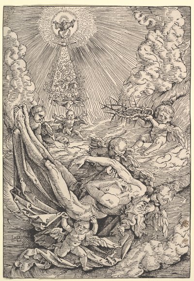Het lichaam van Christus gedragen door engelen naar de hemel, 1516 door Hans Baldung Grien