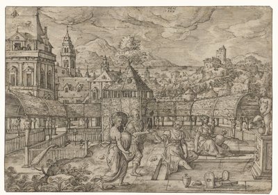 Bathseba ontvangt het bericht van Uria door Hans Bol