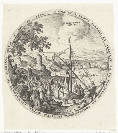Christus preekt aan de oever van het meer door Hans Bol