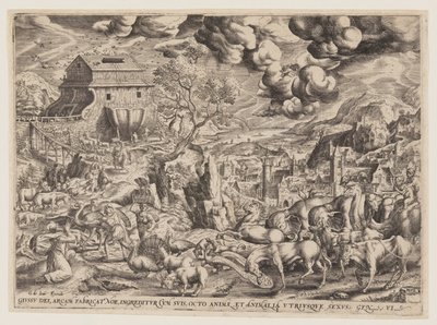 De paren dieren die de ark binnengaan door Hans Bol