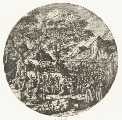 Verzoening tussen Esau en Jakob door Hans Bol