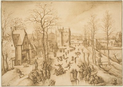 Winterlandschap met Schaatsers door Hans Bol