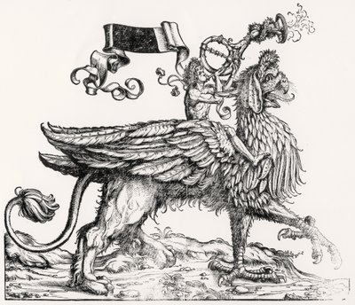 Een bereden griffioen, uit Maximiliaans Triomftocht, c.1516-18 door Hans Burgkmair