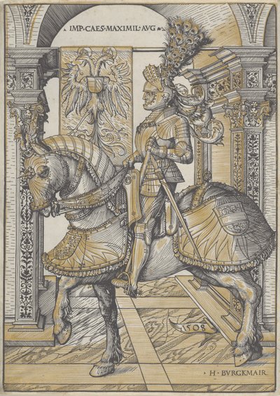 Ruiterportret van keizer Maximiliaan I, 1508 door Hans Burgkmair