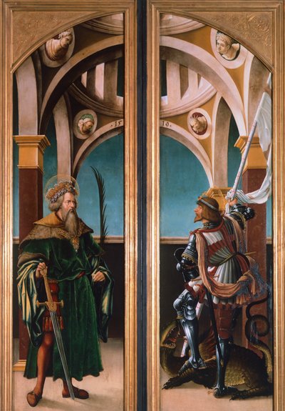 St. Sigismund en St. George (detail) door Hans Burgkmair