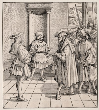 Het Slechte Advies van de Ene Kleine Man aan de Andere door Hans Burgkmair