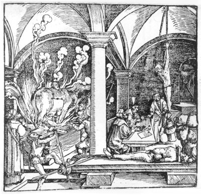 De Ondervraging, illustratie uit een boek van Cicero Teutsch, Augsburg, 1533 door Hans Burgkmair