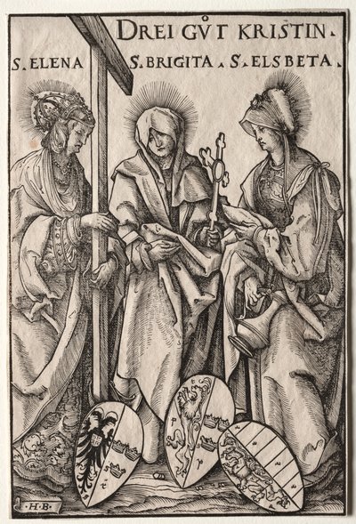 De Drie Christelijke Heldinnen: Heiligen Helena, Brigida en Elizabeth door Hans Burgkmair
