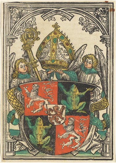 Het wapen van Wigeleus von Fröschel, bisschop van Passau door Hans Burgkmair I