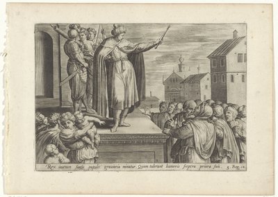 Rechabeam antwoordt het volk door Hans Collaert (I) (attributed to)