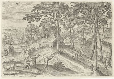 Gezicht op Stal (Gezichten uit de omgeving van Brussel) door Hans Collaert (I)