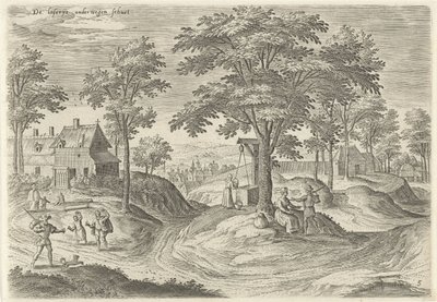 Gezicht op het leprozenhuis van Scheut (Gezichten uit de omgeving van Brussel) door Hans Collaert (I)