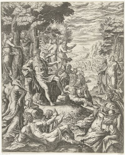 Johannes de Doper predikt tot de menigte door Hans Collaert (I)