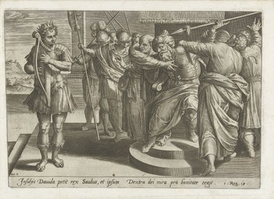 Saul probeert David te doden door Hans Collaert (I)